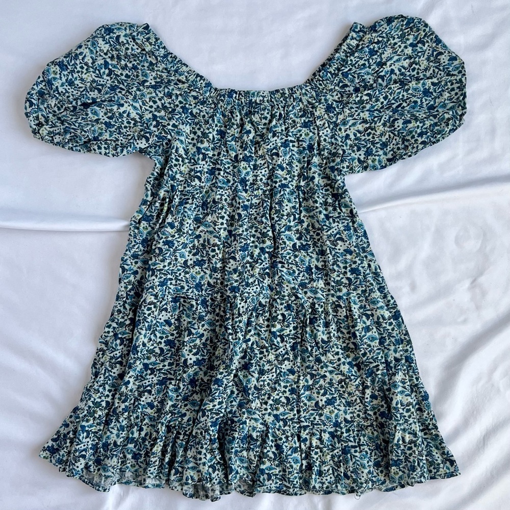 Floral Blue Puff Sleeve Sundress